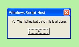 message box created by script